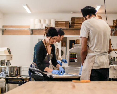 The team at Alkeme making bagels
